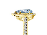 Yellow gold Fancy Blue Pear  Halo Round Diamond Pave Band with Four-Prong Setting_43