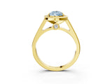 Yellow gold Fancy Blue Pear  Halo Solitaire Diamond Ring with Pave Band and Bezel Setting_52