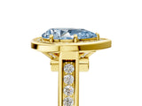 Yellow gold Fancy Blue Pear  Halo Solitaire Diamond Ring with Pave Band and Bezel Setting_54