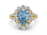 Yellow gold Fancy Blue Pear  Halo Split Shank Diamond Engagement Ring with Pave Band and Four-Prong Setting_54