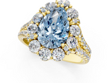 Yellow gold Fancy Blue Pear  Halo Split Shank Diamond Engagement Ring with Pave Band and Four-Prong Setting_55