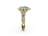 Yellow gold Fancy Blue Pear  Halo Split Shank Diamond Engagement Ring with Pave Band and Four-Prong Setting_56