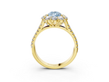 Yellow gold Fancy Blue Pear  Halo Split Shank Diamond Engagement Ring with Pave Band and Four-Prong Setting_57