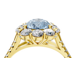 Yellow gold Fancy Blue Pear  Halo Split Shank Diamond Engagement Ring with Pave Band and Four-Prong Setting_58
