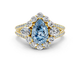 Yellow gold Fancy Blue Pear  Halo Split Shank Diamond Engagement Ring with Prong Setting_20