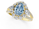 Yellow gold Fancy Blue Pear  Halo Split Shank Diamond Engagement Ring with Prong Setting_21