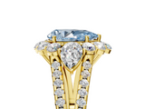Yellow gold Fancy Blue Pear  Halo Split Shank Diamond Engagement Ring with Prong Setting_25
