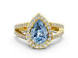 Yellow gold Fancy Blue Pear  Halo Split Shank Diamond Ring with Four-Prong Setting_32