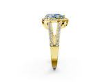 Yellow gold Fancy Blue Pear  Halo Split Shank Diamond Ring with Four-Prong Setting_34