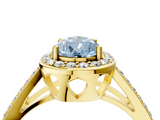 Yellow gold Fancy Blue Pear  Halo Split Shank Diamond Ring with Four-Prong Setting_36