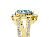 Yellow gold Fancy Blue Pear  Halo Split Shank Diamond Ring with Four-Prong Setting_37