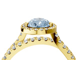 Yellow gold Fancy Blue Pear  Halo Split Shank Diamond Ring with Pavé Setting 4