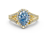 Yellow gold Fancy Blue Pear  Halo Split Shank Diamond Ring with Prong Setting_20