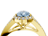 Yellow gold Fancy Blue Pear  Halo Split Shank Diamond Ring with Prong Setting_24