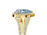 Yellow gold Fancy Blue Pear  Halo Split Shank Diamond Ring with Prong Setting_25