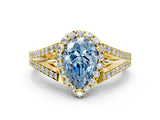 Yellow gold Fancy Blue Pear  Halo Split Shank Pave Diamond Ring with Four-Prong Setting_49