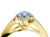 Yellow gold Fancy Blue Pear  Halo Split Shank Pave Diamond Ring with Four-Prong Setting_53