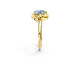 Yellow gold Fancy Blue Pear  Halo Split Shank Pave Diamond Ring with Petal Prong Setting_21