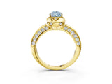 Yellow gold Fancy Blue Pear  Halo Split Shank Pave Diamond Ring with Petal Prong Setting_22
