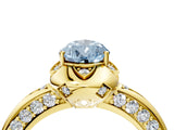 Yellow gold Fancy Blue Pear  Halo Split Shank Pave Diamond Ring with Petal Prong Setting_23