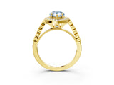 Yellow gold Fancy Blue Pear  Halo Twist Band Solitaire Ring with Six-Prong Setting_29