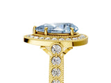 Yellow gold Fancy Blue Pear  Halo Twist Band Solitaire Ring with Six-Prong Setting_31