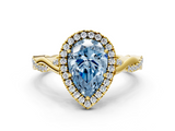 Yellow gold Fancy Blue Pear  Halo Twist Band Solitaire Ring_19