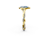 Yellow gold Fancy Blue Pear  Halo Twist Band Solitaire Ring_21