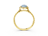 Yellow gold Fancy Blue Pear  Halo Twisted Band Four-Prong Diamond Ring_23