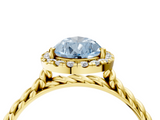 Yellow gold Fancy Blue Pear  Halo Twisted Band Four-Prong Diamond Ring_24