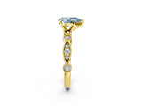 Yellow gold Fancy Blue Pear  Milgrain Bezel Diamond Engagement Ring with Solitaire Prong Setting_138
