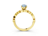 Yellow gold Fancy Blue Pear  Milgrain Bezel Diamond Engagement Ring with Solitaire Prong Setting_139