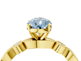 Yellow gold Fancy Blue Pear  Milgrain Bezel Diamond Engagement Ring with Solitaire Prong Setting_140