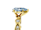 Yellow gold Fancy Blue Pear  Milgrain Bezel Diamond Engagement Ring with Solitaire Prong Setting_141