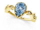 Yellow gold Fancy Blue Pear  Milgrain Marquise Diamond Twist Band Ring_63