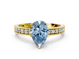 Yellow gold Fancy Blue Pear  Milgrain Pave Diamond Engagement Ring with Four-Prong Setting_159