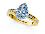 Yellow gold Fancy Blue Pear  Milgrain Pave Diamond Engagement Ring with Four-Prong Setting_160