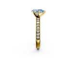 Yellow gold Fancy Blue Pear  Milgrain Pave Diamond Engagement Ring with Four-Prong Setting_161