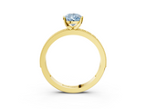 Yellow gold Fancy Blue Pear  Milgrain Pave Diamond Engagement Ring with Four-Prong Setting_162