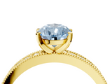 Yellow gold Fancy Blue Pear  Milgrain Pave Diamond Engagement Ring with Four-Prong Setting_163