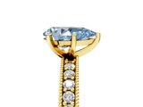 Yellow gold Fancy Blue Pear  Milgrain Pave Diamond Engagement Ring with Four-Prong Setting_164