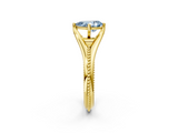Yellow gold Fancy Blue Pear  Solitaire Beaded Band Six-Prong Setting_2