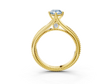 Yellow gold Fancy Blue Pear  Solitaire Beaded Band Six-Prong Setting_3