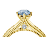 Yellow gold Fancy Blue Pear  Solitaire Beaded Band Six-Prong Setting_4
