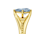 Yellow gold Fancy Blue Pear  Solitaire Beaded Band Six-Prong Setting_5