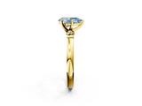 Yellow gold Fancy Blue Pear  Solitaire Beaded Band with Four-Prong Setting_49