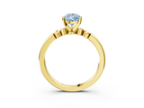 Yellow gold Fancy Blue Pear  Solitaire Beaded Band with Four-Prong Setting_50