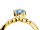 Yellow gold Fancy Blue Pear  Solitaire Beaded Band with Four-Prong Setting_51