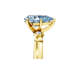 Yellow gold Fancy Blue Pear  Solitaire Beaded Band with Four-Prong Setting_52