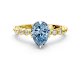 Yellow gold Fancy Blue Pear  Solitaire Bezel Accent Diamond Engagement Ring with Beaded Band and Four-Prong Setting_24